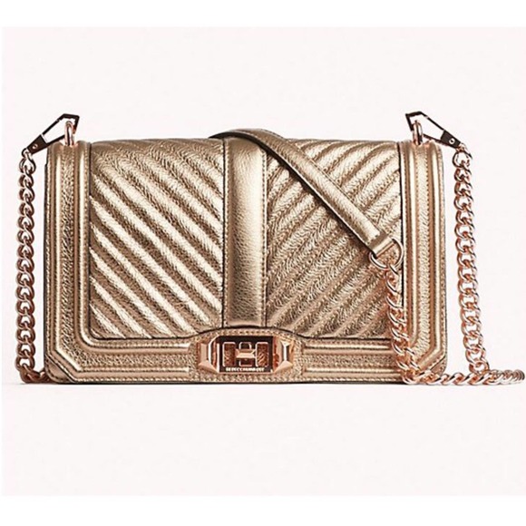 Rebecca Minkoff Handbags - Rebecca Minkoff • Chevron Quilted Leather Crossbody Rose Gold